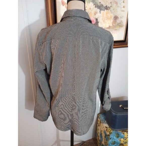 Chico's Women's Shell Button Down Shirt Striped Rolled Tab Sleeve Size 1 Medium - Picture 3 of 8